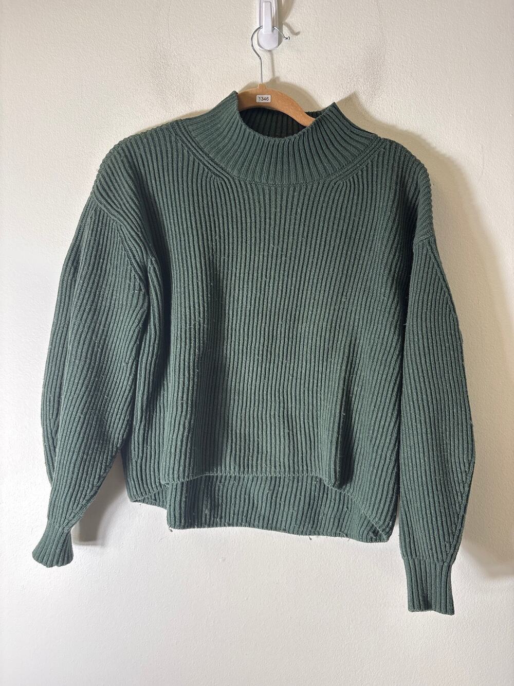 Maeve Green Ribbed Turtleneck Sweater Sz XS